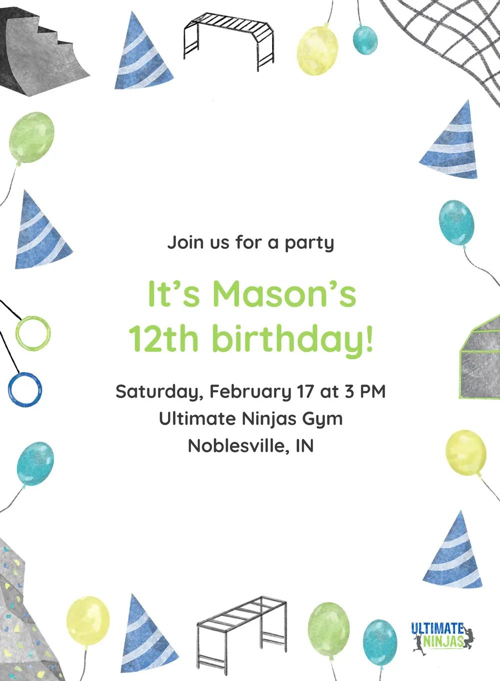 Evite invitations for Ultimate Ninjas