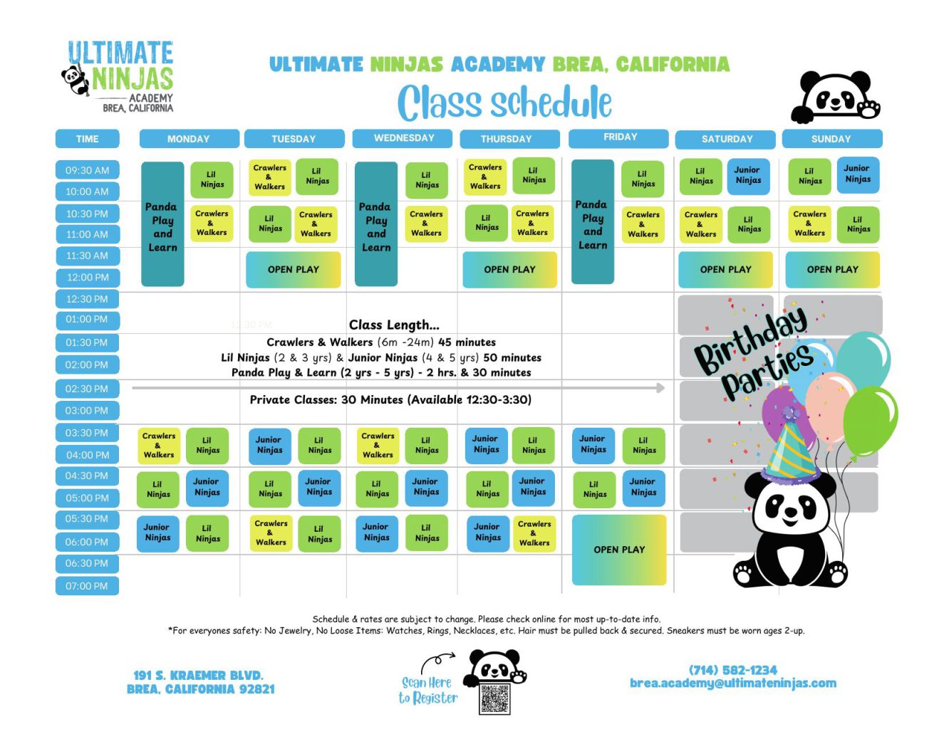 Class schedule